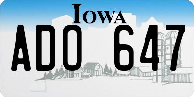 IA license plate ADO647