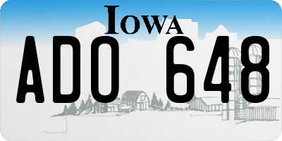 IA license plate ADO648