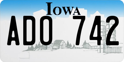 IA license plate ADO742