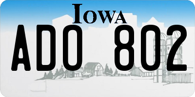 IA license plate ADO802