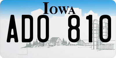 IA license plate ADO810