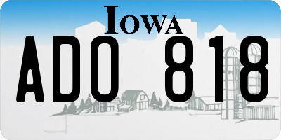 IA license plate ADO818