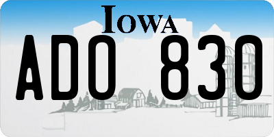 IA license plate ADO830