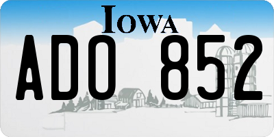 IA license plate ADO852