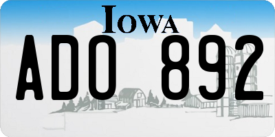 IA license plate ADO892
