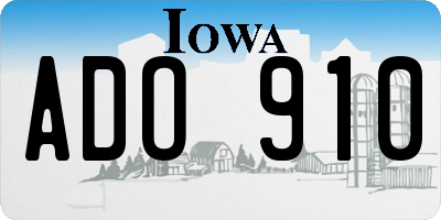 IA license plate ADO910