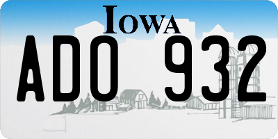 IA license plate ADO932