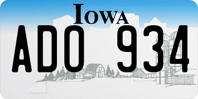 IA license plate ADO934