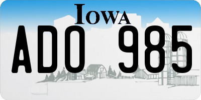 IA license plate ADO985