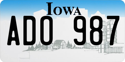 IA license plate ADO987