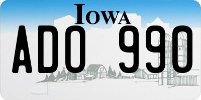 IA license plate ADO990