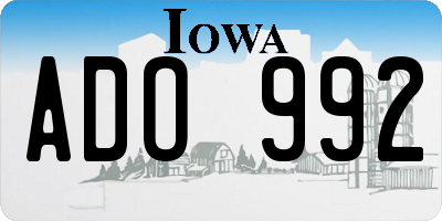 IA license plate ADO992