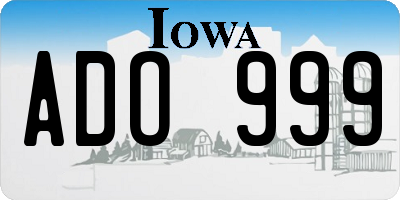 IA license plate ADO999