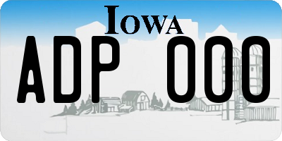 IA license plate ADP000