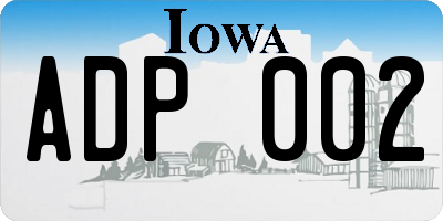 IA license plate ADP002