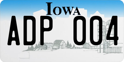 IA license plate ADP004