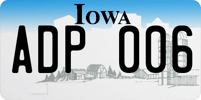 IA license plate ADP006