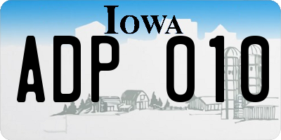 IA license plate ADP010