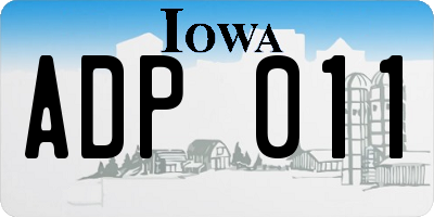 IA license plate ADP011