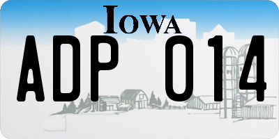 IA license plate ADP014