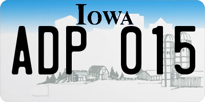 IA license plate ADP015