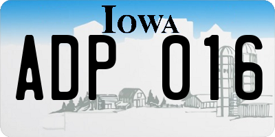 IA license plate ADP016