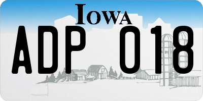 IA license plate ADP018