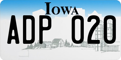 IA license plate ADP020