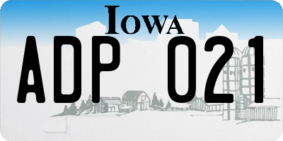 IA license plate ADP021
