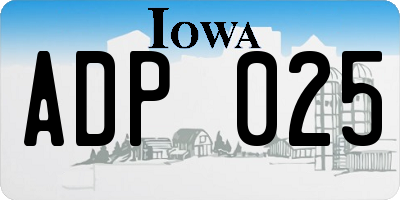 IA license plate ADP025