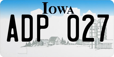 IA license plate ADP027
