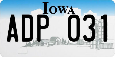 IA license plate ADP031