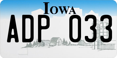 IA license plate ADP033