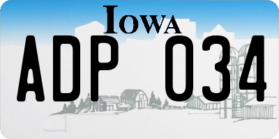 IA license plate ADP034