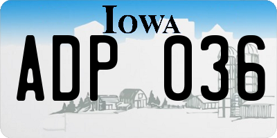 IA license plate ADP036
