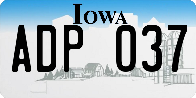 IA license plate ADP037