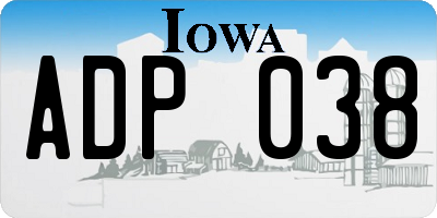 IA license plate ADP038