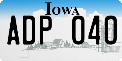 IA license plate ADP040