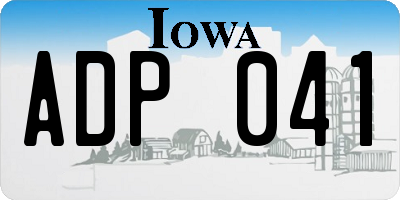 IA license plate ADP041