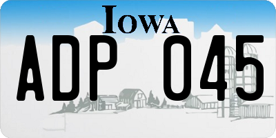 IA license plate ADP045