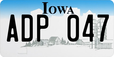 IA license plate ADP047
