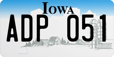 IA license plate ADP051