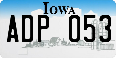 IA license plate ADP053