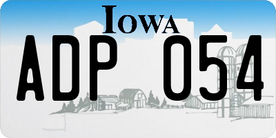 IA license plate ADP054