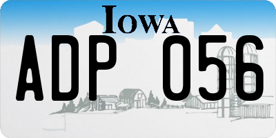 IA license plate ADP056