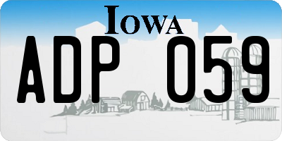 IA license plate ADP059
