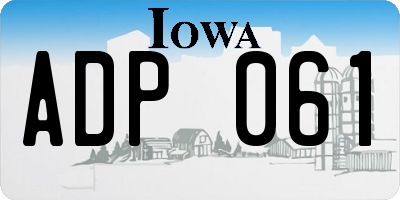 IA license plate ADP061