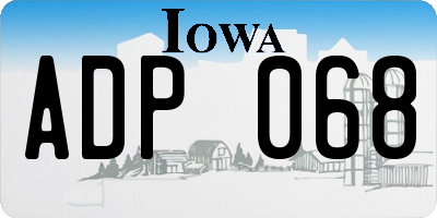 IA license plate ADP068