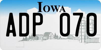 IA license plate ADP070