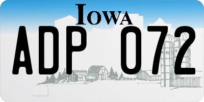 IA license plate ADP072